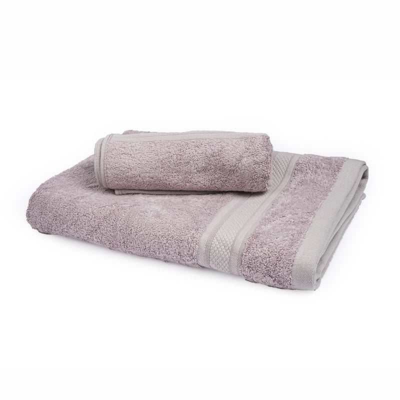 Buy Bamboo Cotton Bath Towels And Hand Towels Set Of 2 Grape Grey | Shop Verified Sustainable Products on Brown Living