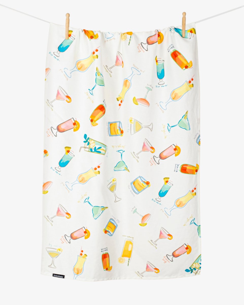 Bamboo & Cotton Blend Printed Bath Towel | Happy Hour | Verified Sustainable by Brown Living™