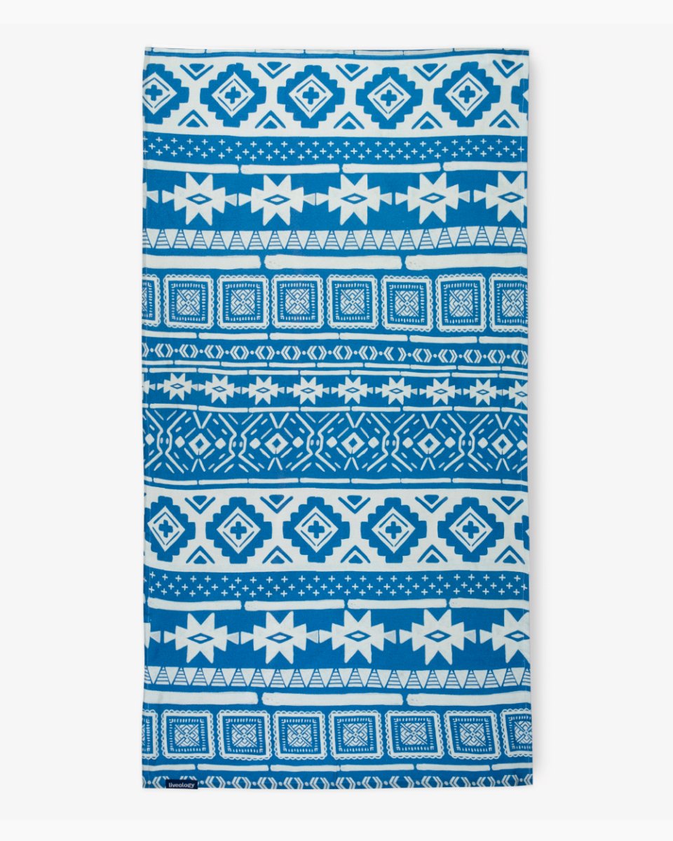 Bamboo & Cotton Blend Printed Bath Towel | Nomad Azure Blue | Verified Sustainable by Brown Living™