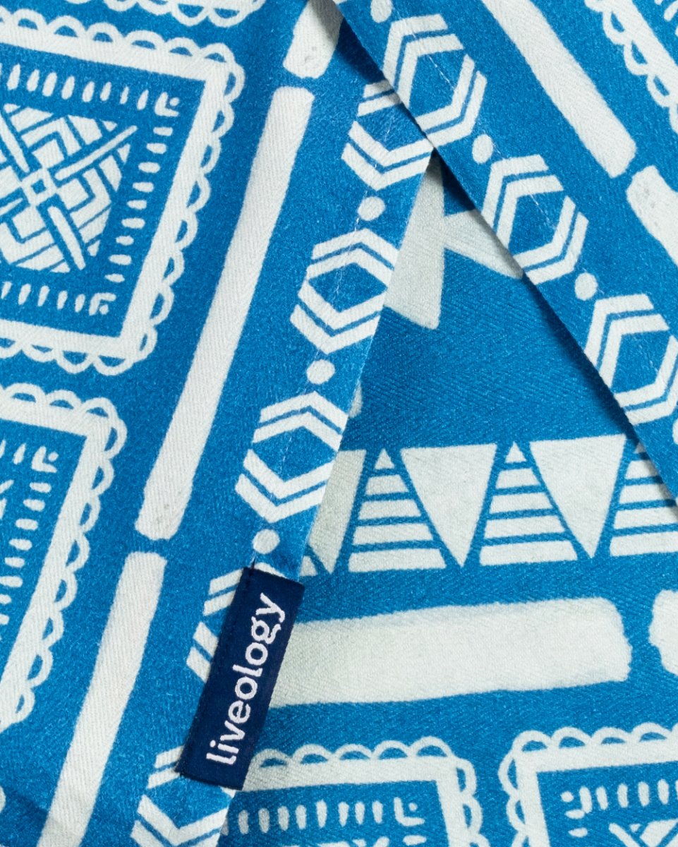 Bamboo & Cotton Blend Printed Bath Towel | Nomad Azure Blue | Verified Sustainable by Brown Living™