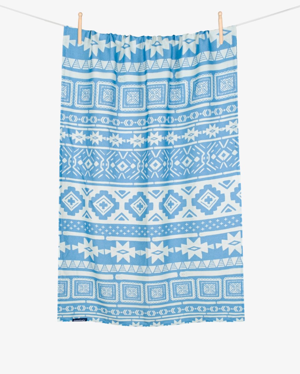 Bamboo & Cotton Blend Printed Bath Towel | Nomad Periwinkle Blue | Verified Sustainable by Brown Living™