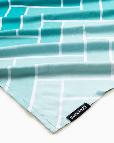 Bamboo & Cotton Blend Printed Bath Towels | Herringbone Aqua – Bath Linens on Brown Living™. SKU: PBT007. Img 2.