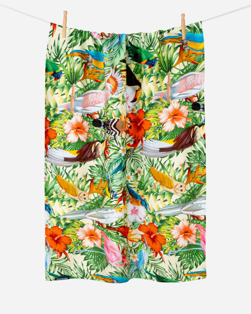 Buy Bamboo & Cotton Blend Printed Beach Towel | Birds of Paradise | Shop Verified Sustainable Bath Linens on Brown Living™