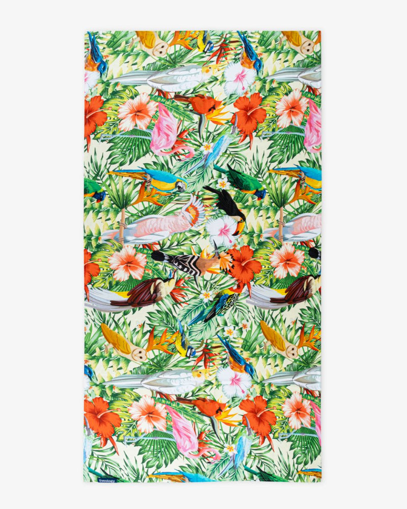 Buy Bamboo & Cotton Blend Printed Beach Towel | Birds of Paradise | Shop Verified Sustainable Bath Linens on Brown Living™