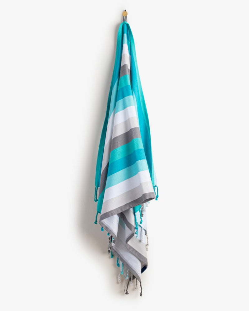Buy Bamboo & Cotton Blend Woven Bath Towel | Aquamarine | Shop Verified Sustainable Products on Brown Living