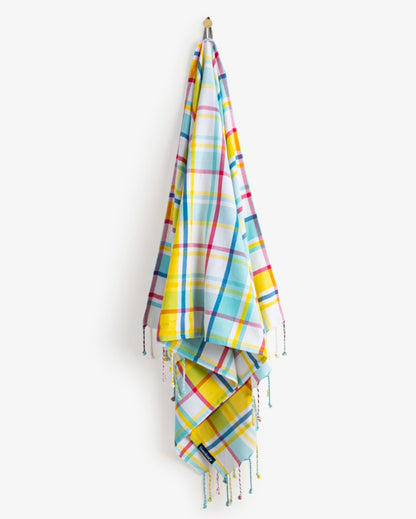 Bamboo & Cotton Blend Woven Bath Towel | Felicity Aqua | Verified Sustainable by Brown Living™