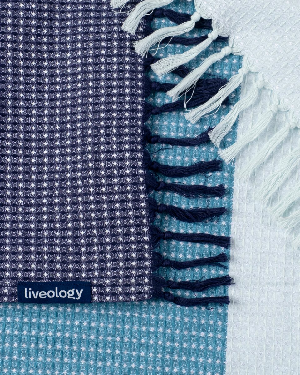 Bamboo & Cotton Blend Woven Beach Towel | Blue Harbour | Verified Sustainable by Brown Living™