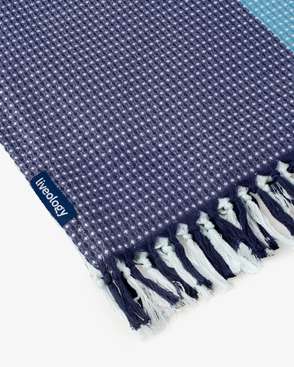 Bamboo & Cotton Blend Woven Beach Towel | Blue Harbour | Verified Sustainable by Brown Living™