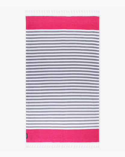 Bamboo & cotton Blend Woven Everyday Towels in Fuschia | Tula Stripe | Verified Sustainable by Brown Living™