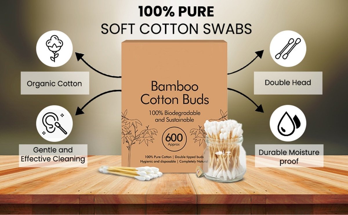 Bamboo Cotton Ear Buds with Bamboo Stick | Verified Sustainable by Brown Living™