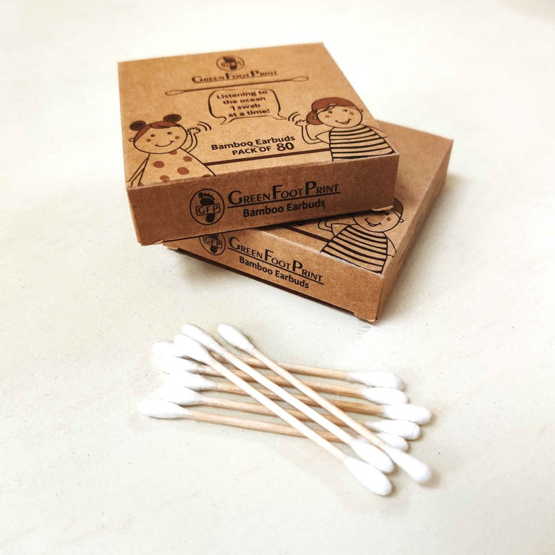 Buy Bamboo Cotton Earbuds | 80 Ear Swabs - Pack of 2 | Shop Verified Sustainable Ear Buds on Brown Living™