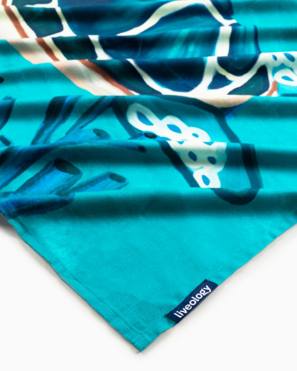 Bamboo & Cotton Printed Beach & Bath Towel | Turtled | Verified Sustainable by Brown Living™