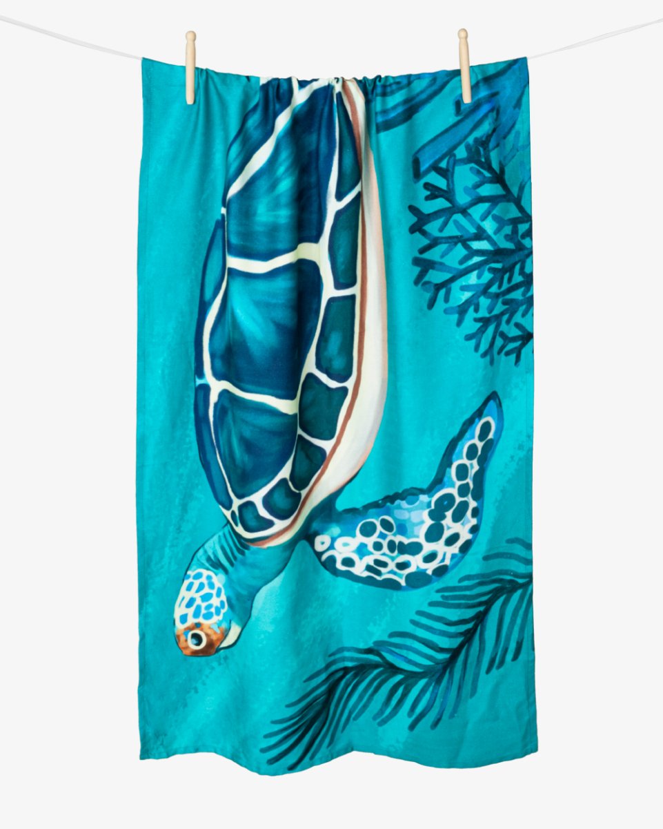 Bamboo & Cotton Printed Beach & Bath Towel | Turtled | Verified Sustainable by Brown Living™