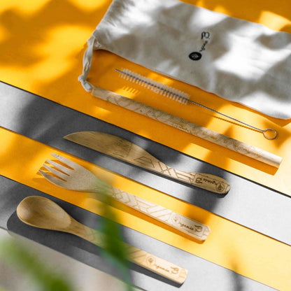 Bamboo Reusable Cutlery Set | Verified Sustainable by Brown Living™