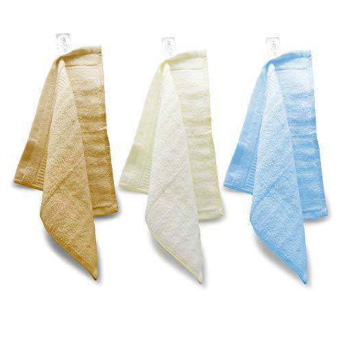 Buy Bamboo-derived Rayon Face Towel -Set of 3, Khaki, Cream, Sky Blue | Shop Verified Sustainable Products on Brown Living