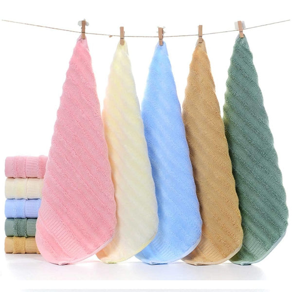 Buy Bamboo-derived Rayon Face Towel -Set of 5, Green, Pink, Khaki, Blue, Cream | Shop Verified Sustainable Bath Linens on Brown Living™