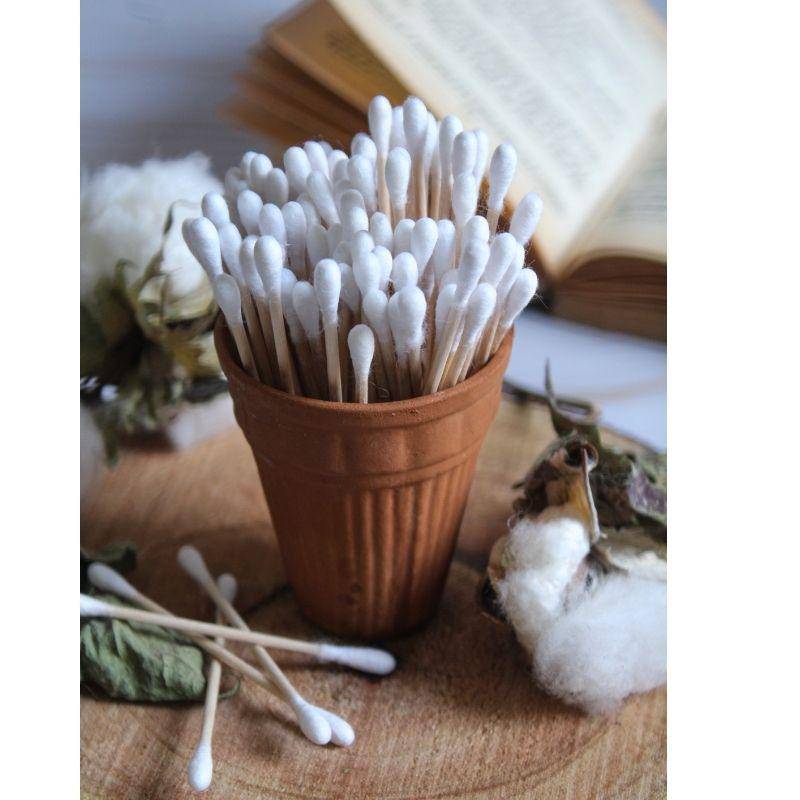 Bamboo Earbuds - 160 bamboo sticks & 320 cotton swabs - Pack of 2 | Verified Sustainable by Brown Living™