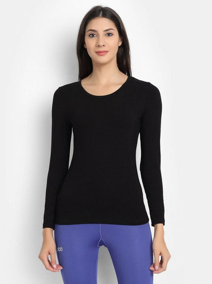 Bamboo Fabric Black Full Sleeves T-Shirt for Women | Verified Sustainable by Brown Living™