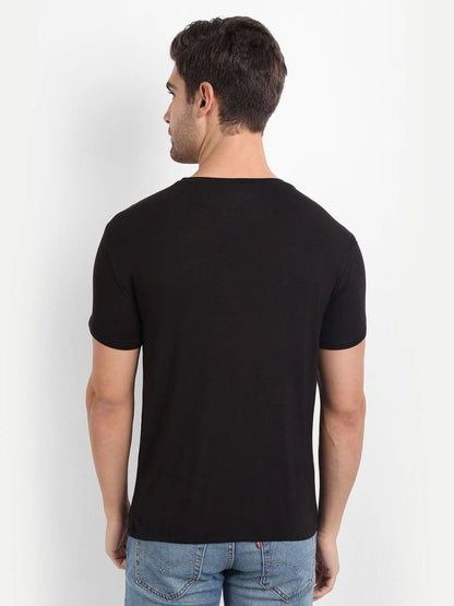 Bamboo Fabric Black T-shirt For Men | Verified Sustainable by Brown Living™