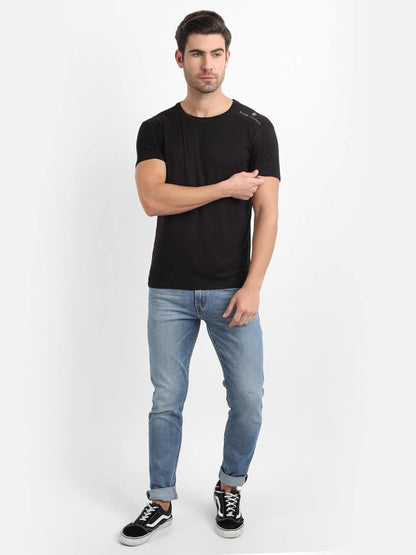 Bamboo Fabric Black T-shirt For Men | Verified Sustainable by Brown Living™