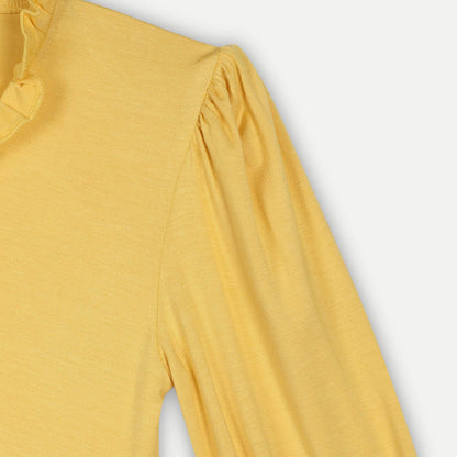 Bamboo Fabric Girl's Ruffle Neck Top - Yellow | Verified Sustainable by Brown Living™