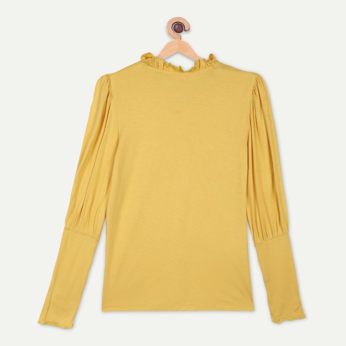 Bamboo Fabric Girl's Ruffle Neck Top - Yellow | Verified Sustainable by Brown Living™