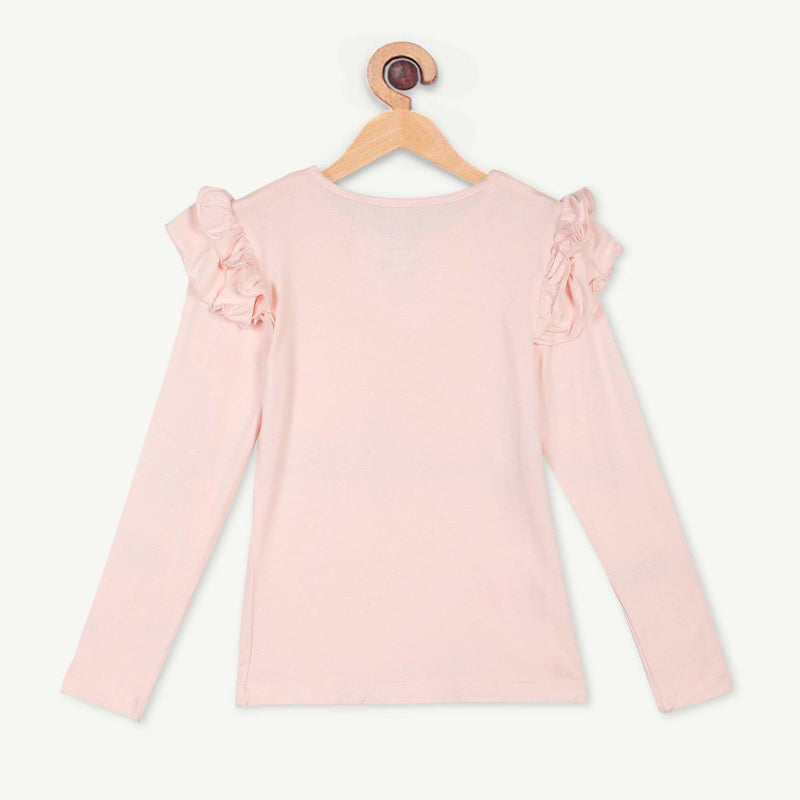 Buy Bamboo Fabric Girl's Ruffled Shoulder Top - Baby Pink | Shop Verified Sustainable Products on Brown Living