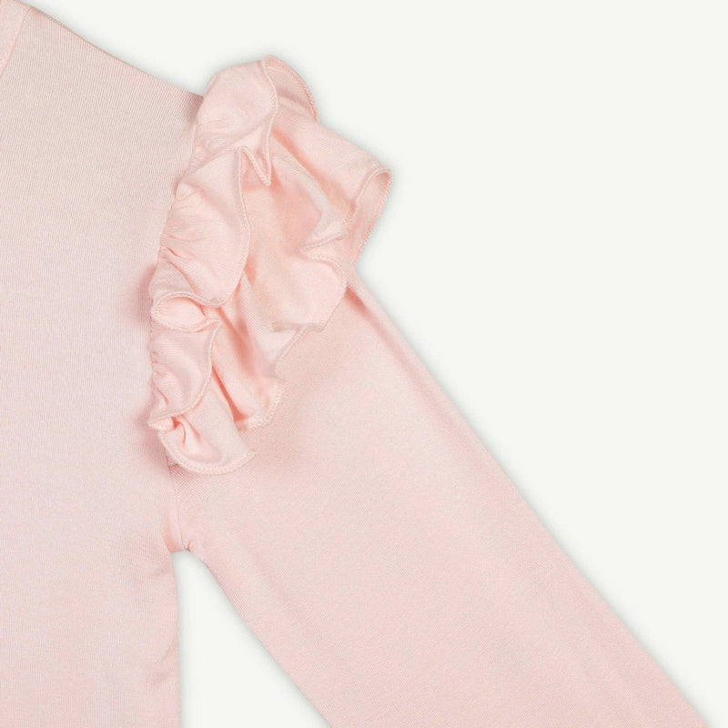 Buy Bamboo Fabric Girl's Ruffled Shoulder Top - Baby Pink | Shop Verified Sustainable Products on Brown Living