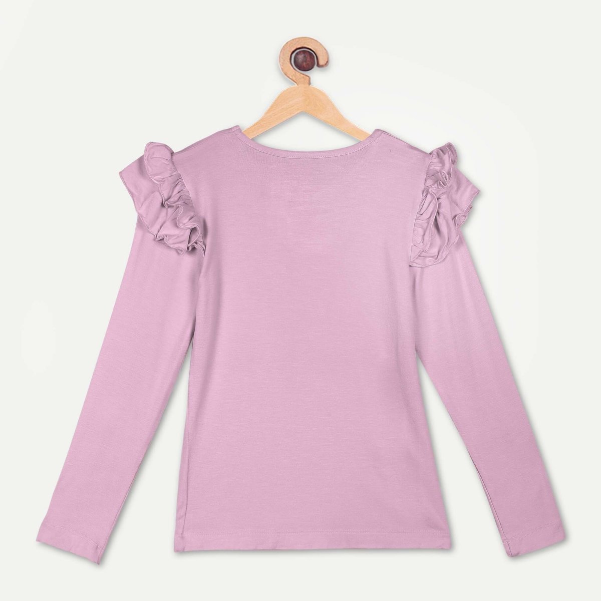 Bamboo Fabric Girl's Ruffled Shoulder Top - Lilac | Verified Sustainable by Brown Living™