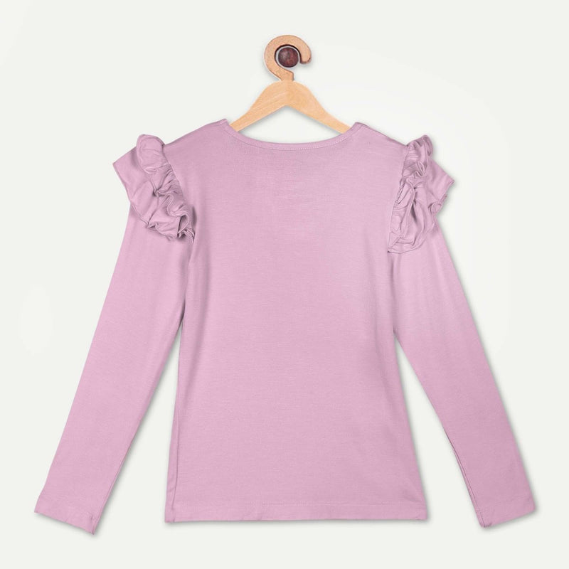 Buy Bamboo Fabric Girl's Ruffled Shoulder Top - Lilac | Shop Verified Sustainable Products on Brown Living