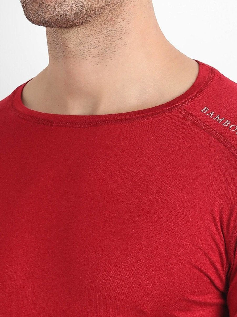 Bamboo Fabric Maroon T-shirt For Men | Verified Sustainable by Brown Living™