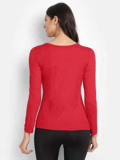 Bamboo Fabric Red T-Shirt for Women | Verified Sustainable by Brown Living™