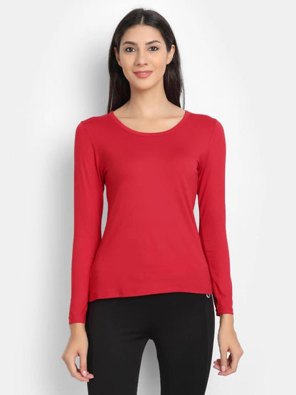 Bamboo Fabric Red T-Shirt for Women | Verified Sustainable by Brown Living™