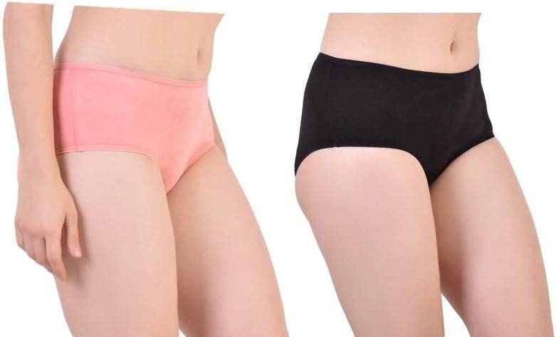 Buy Bamboo Fabric Women's Hipster Panty- Peach and Black- Set of 2 | Shop Verified Sustainable Womens Underwear on Brown Living™