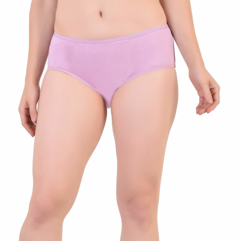 Buy Bamboo Fabric Women's Mid Rise Panty- Beige and Purple Pack of 2 | Shop Verified Sustainable Womens Underwear on Brown Living™