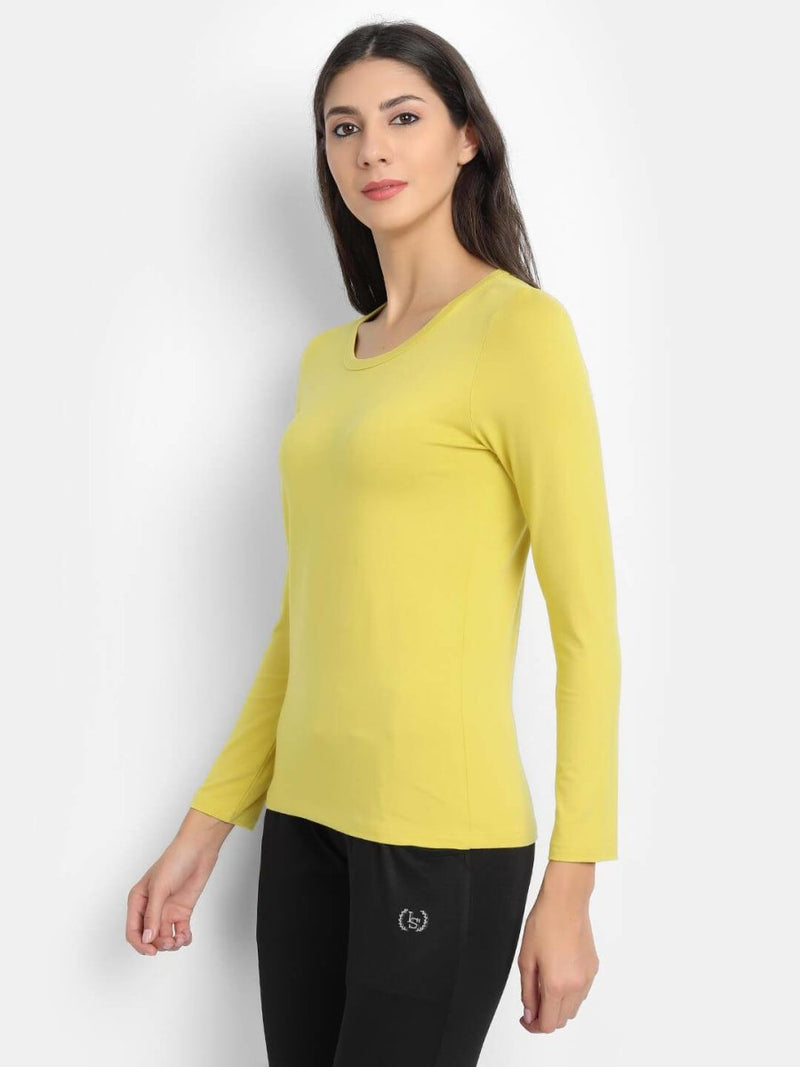 Buy Bamboo Fabric Yellow T-Shirt for Women | Shop Verified Sustainable Womens T-Shirt on Brown Living™