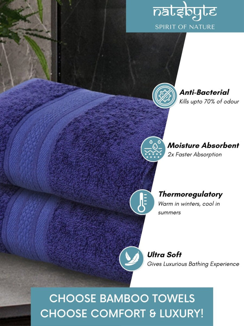 Bamboo Fiber Face Towel - Blue (Pack of 3) | Verified Sustainable Bath Linens on Brown Living™