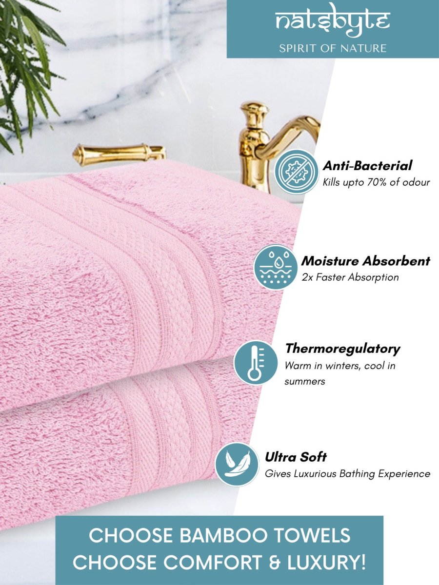 Bamboo Fiber Hand Towel - Pink | Verified Sustainable by Brown Living™