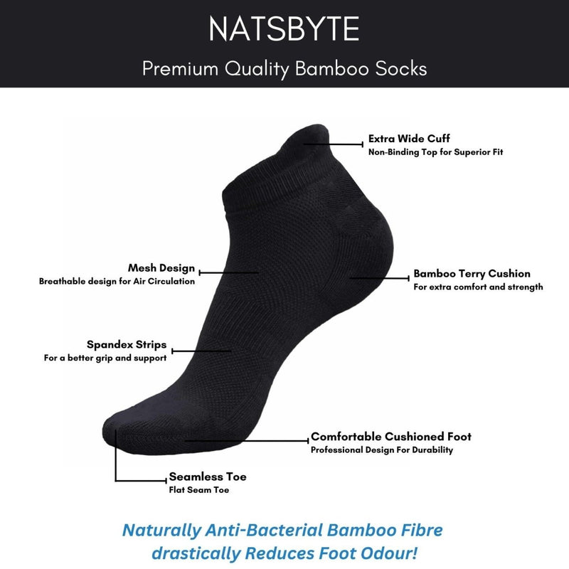 Bamboo Fiber Unisex Ankle Socks (Odour Free) - Black | Verified Sustainable Womens Socks on Brown Living™
