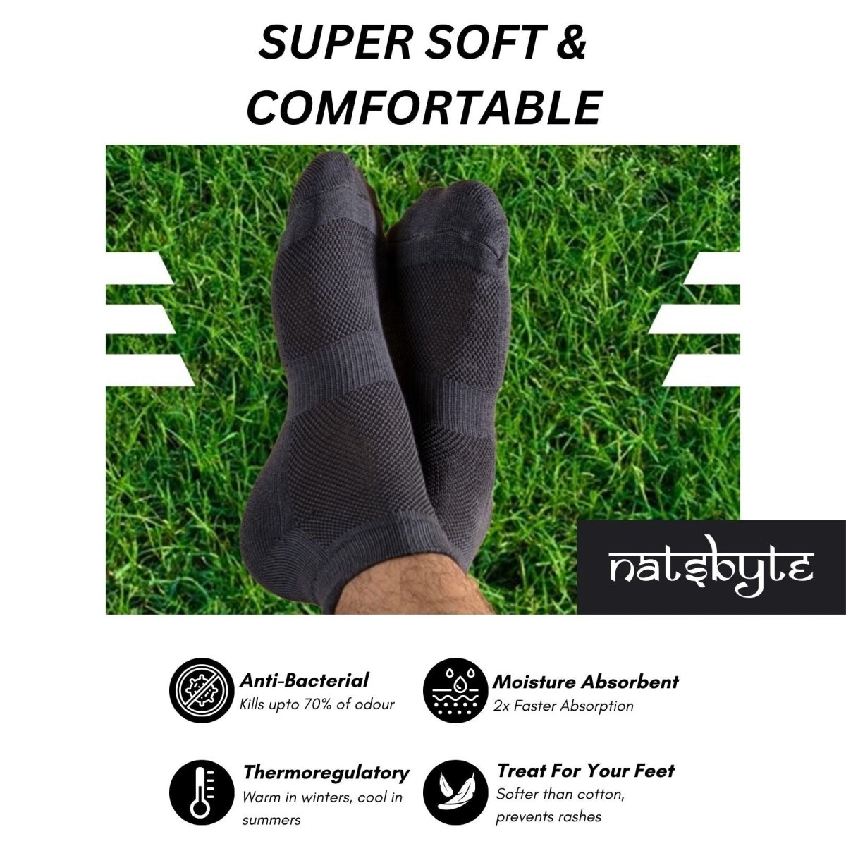 Bamboo Fiber Unisex Ankle Socks (Odour Free) - Steel Grey | Verified Sustainable by Brown Living™