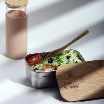 Bamboo Lid Stainless Steel Lunch Box | Bento Box | Tiffin – Containers on Brown Living™. SKU: TBB - 90. Img 2.