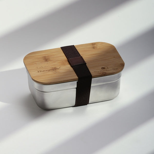 Stainless Steel & Bamboo Bento Box - Laser-Engraved Personalization  Available