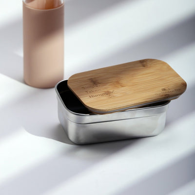 Bamboo Lid Stainless Steel Lunch Box | Bento Box | Tiffin – Containers on Brown Living™. SKU: TBB - 90. Img 3.