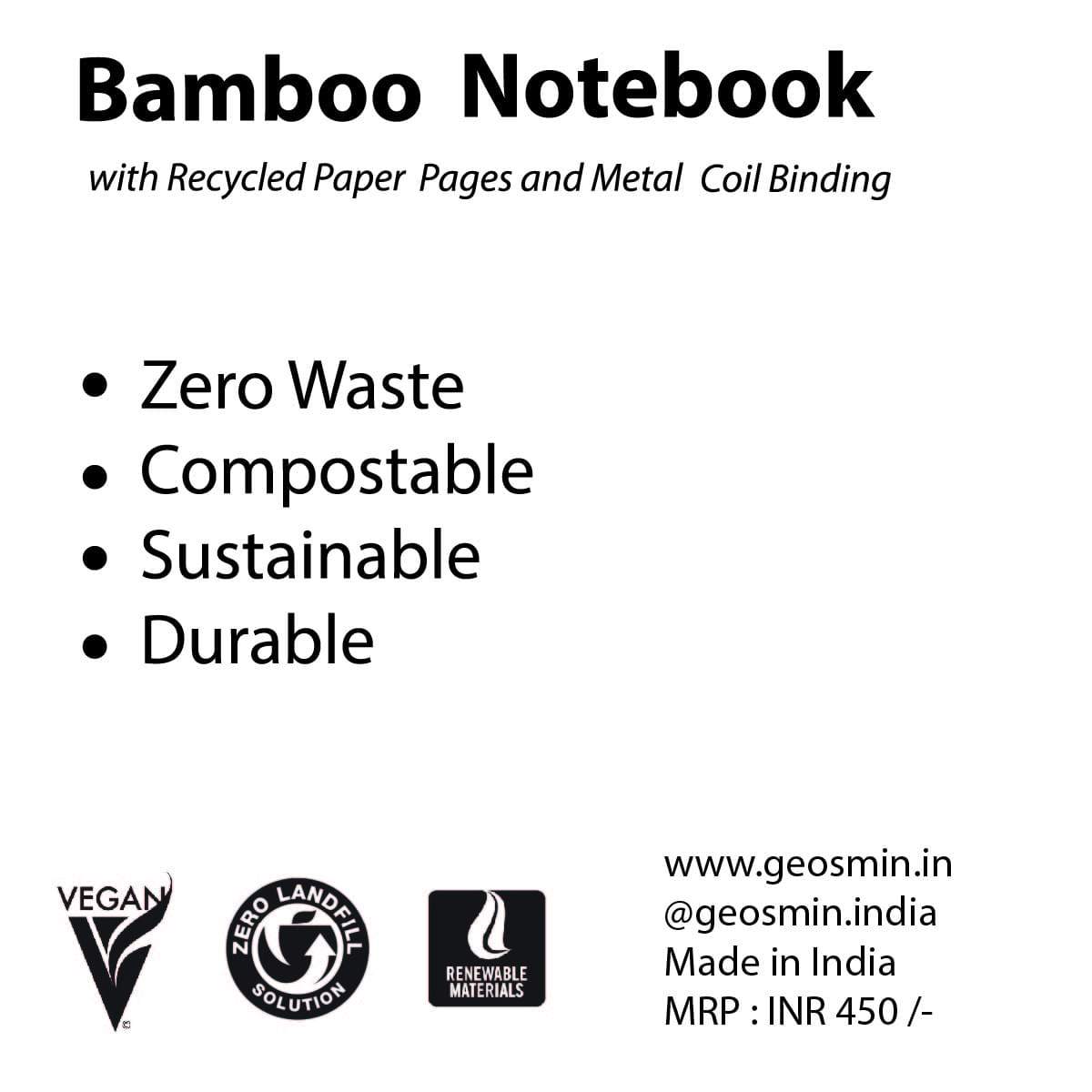 Bamboo Notebook with Recycled Paper and Metal Coil | Verified Sustainable by Brown Living™