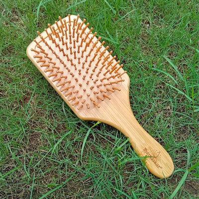 Bamboo Paddle Hair Brush – Hair Brush on Brown Living™. SKU: BAM - HAI - 40 - NAM. Img 1.