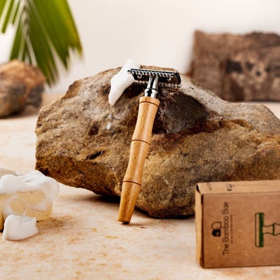 Bamboo Razor | Double Edged Safety Razor | Razor for Men & Women – Shaving Razor on Brown Living™. SKU: TBB - 9. Img 1.
