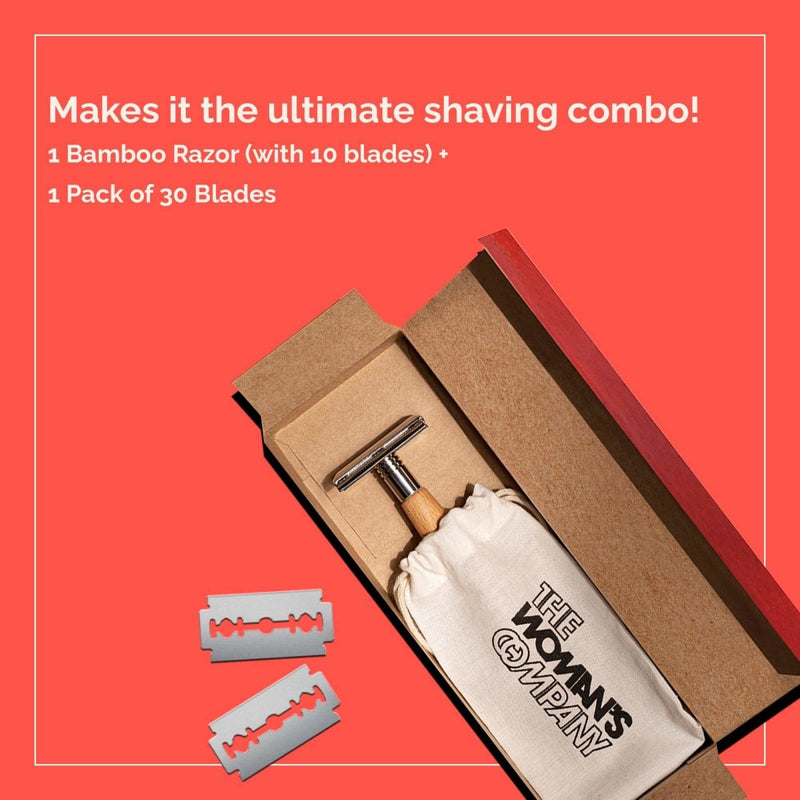 Buy Bamboo Safety Razor for Men & Women With Bio-degradable 40 Blades | Shop Verified Sustainable Shaving Razor on Brown Living™
