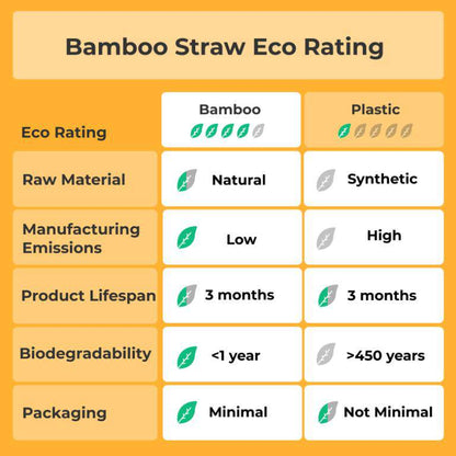 Bamboo Straw Kit | 4 Bamboo Straws | 1 Straw Cleaner | Verified Sustainable by Brown Living™