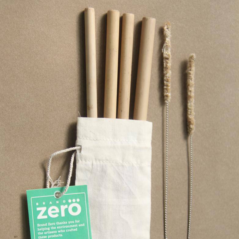 Bamboo Straw Kit | 4 Bamboo Straws | 1 Straw Cleaner | Verified Sustainable by Brown Living™