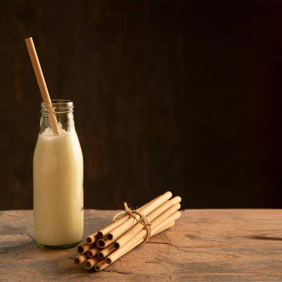 Bamboo Straw with Jute Pouch | 4 Straws & 1 Cleaner | Reusable Natural & Handcrafted – Drinking Straws & Stirrers on Brown Living™. SKU: TBB - 11. Img 1.